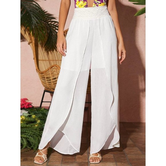 Pants - Lace Panel Tulip Hem Pants